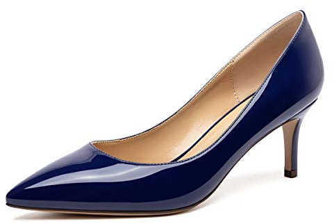 Castamere Donna Punta Appuntito Tacco a Spillo Medio Tacco Scarpe col Tacco 6.5CM Blu Scuro Pelle Verniciata Scarpe EU 44