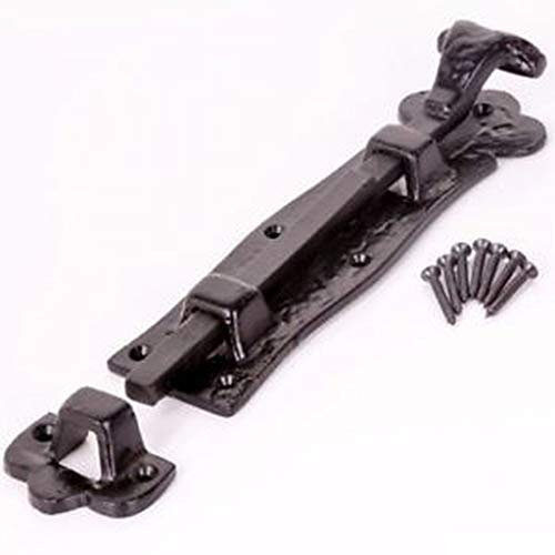 Scroll Straight Door Bolt Black Antique (6'')