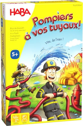 HABA - Feuerwehrleute, à VOS tuys! - Gesellschaftsspiel für Kinder – Schnelligkeit und Logik – fördert die Geschicklichkeit und das Denken – 5 Jahre 305481