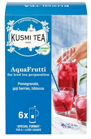 Kusmi Tea - AquaFrutti - Infusion Glacée Bio - Mélange Aromatisé d'Hibiscus et Fruits - Etui 6 Grands Sachets - 48 gr
