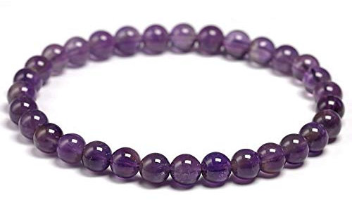 SIMPLÍ BASIC Natural 6MM Amethyst Purple Crystal Stone Healing Bracelets for Women and Men with Attractive Gift Box & Velvet Pouch-Gifts for Her and Him
