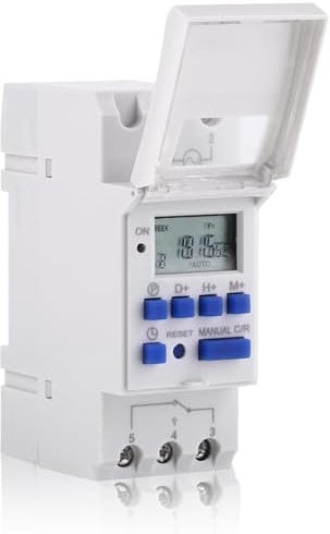 Agatige AHC15A Timer Digitale Programmabile sulla Guida DIN, Timer Digitale Programmabile, Interruttore Orario Digitale Giornaliero LCD, Timer Digitale Programmabile Sulla Guida DIN(220V)