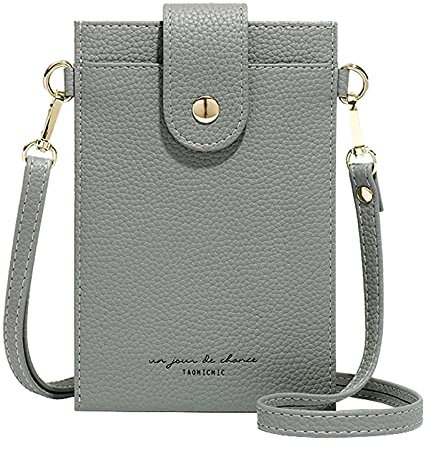 Aeeque Handy Umhängetasche Damen, Handytasche zum Umhängen Leder,Crossbody Phone Tasche mit Kartenfächer Geldbörse Portemonnaie Kompatible mit iPhone 13 Pro max iPhone 13 mini iPhone 13 - Grau