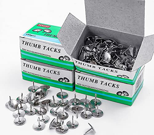 LUMoony 65-70Pcs Thumb Tack Push Pins Silber Rundkopf Pins Büro Reißzwecke Flache Push Pins Push Pins Büro Reißnägel für Korkbrettnägel Pins Silber Reißnägel