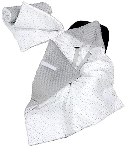 TupTam 2er Set Baby Decken Einschlagdecke 85x85 cm für Autositz Babyschale Babydecke Wiegendecke Minky Baumwolle, Farbe: Sterne Grau/Weiß, Größe: Frühling/Sommer - 85 cm x 85 cm