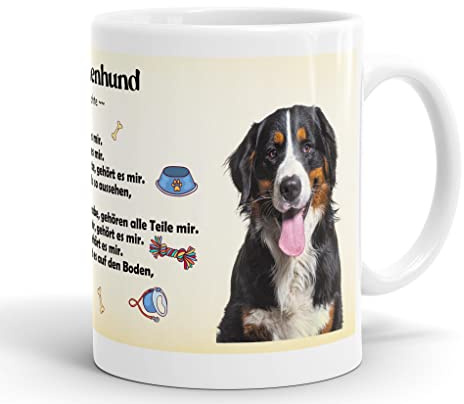 Merchandise for Fans Becher aus Keramik - 330 ml Motiv: Berner Sennenhund mit Spruch Eigentumsrechte (03)