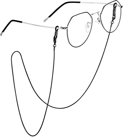 FOCALOOK Schwarze Schlangenkette Brillenkette mit 1,2mm Breite Schlange Brillenkettchen Edelstahl Brillenhalskabel Brillenhalter Schicke Schmuckstücke für Sonnenbrille Lesebrille
