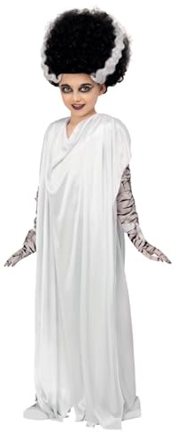 Smiffys Universal Monsters Bride of Frankenstein Costume, Childrens Dress, Bandages & Gloves, Official License Costume with Long Neck Drape & Bandage Gloves perfect for Halloween and Themed Parties
