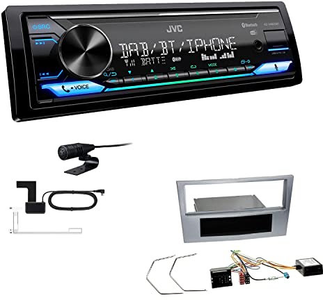 JVC KD-X482DBT 1-DIN Autoradio Media Receiver Digitalradio DAB+ Bluetooth Amazon Alexa USB Einbauset passend für Opel Astra H 2004-2010 matt Chrom inkl Canbus