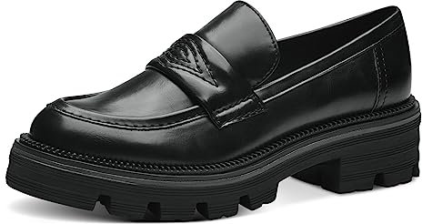 MARCO TOZZI Damen Loafer mit Plateau Klassisch, Schwarz (BBrush), 40