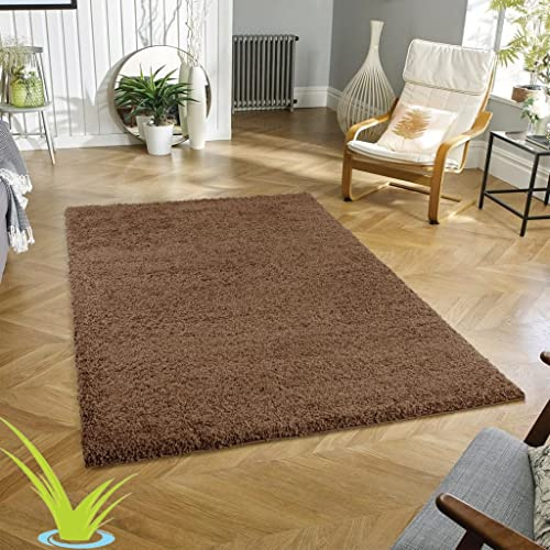 Wadan 200x290cm Mocha Shaggy Rugs Living Room |5mm Thick Pile | Extra Large Small Medium | Rectangular Size | Soft Touch | Living Room Area Rugs | Non Shedding