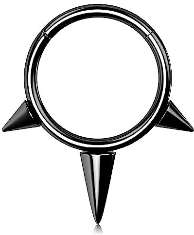 Melighting Solide G23 Titan Septum Ring Spike Helix Ohrschmuck Ohrring Knorpel Hoop 16g Septum Clicker Piercings Titan Scharnier Segment Ring Daith Piercing Schmuck Conch Ohrringe Knorpel Piercings