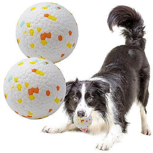LIEVUIKEN Hundebälle, Spielzeug für aggressive Kauer, unzerstörbare, langlebige Hüpfbälle für Hunde zum Apportieren, langlebiger Vollgummi-Ball für das Training des Hundes (2 Stück)