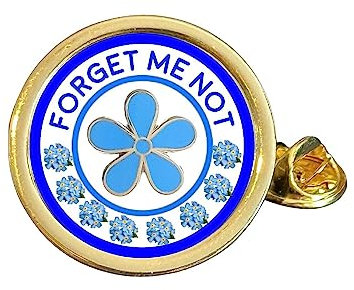 Anstecknadel, Motiv: Vergissmeinnicht Blume, vergoldet, gewölbt, in Tasche, Metall