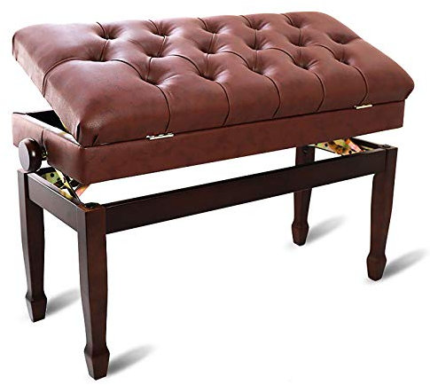 RWRAPS Klavierhocker, Doppel-Duett-Klavierhocker, Tastaturbank mit Stauraum, Klavierbank, höhenverstellbar: 50–60 cm (braun)