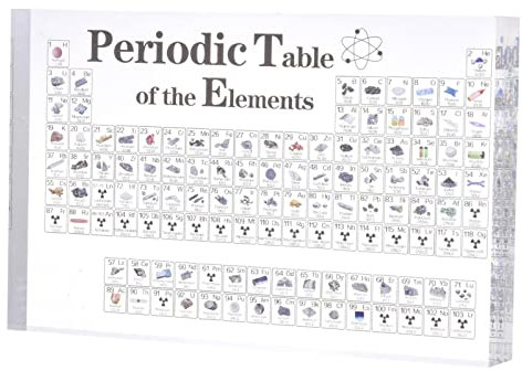 Biwingarden Periodensystem der Elemente, Acryl-Periodensystem-Präsentationsständer, 83 Arten von echten Elementen, praktisches wissenschaftliches Lerngeschenk für Schüler, Lehrer, Heimschule