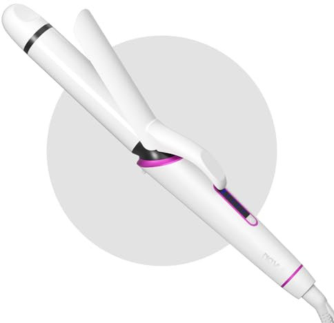 NOVUS 32 mm Lockenstab Keramik: Glätteisen und Lockenstäbe 2 in 1, 5 Einstellbare Temperaturen Welleneisen mit Digitalanzeige für Langes und Kurzes Haar – Reise Haarlocken Gerät(Weiß)