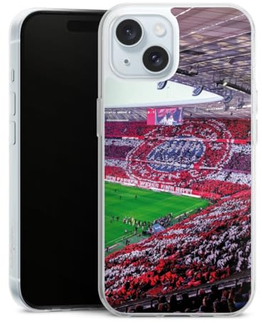 Silikon Hülle kompatibel mit Apple iPhone 15 Case transparent Handyhülle FCB Stadion FC Bayern München