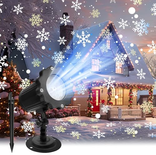 MATEPROX Proyector Luces Navidad, Proyector de Luz LED de Copos de Nieve Resistente al Agua IP65, Lámparas de Proyector Decoracion Navidad para Interiores y Exterior, Jardín, Césped, Casa, Fiesta