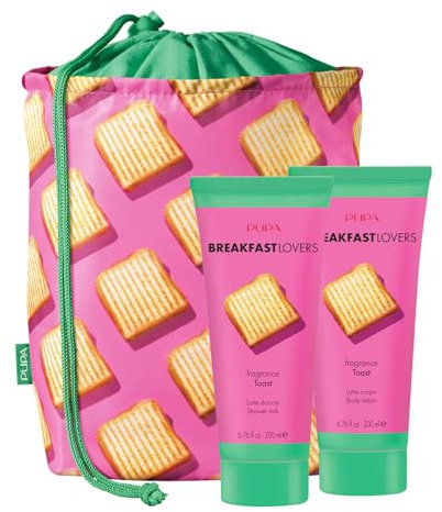 Pupa set bagno toast doccia 200 ml, latte corpo 200 ml e pochette, breakfast lovers collection