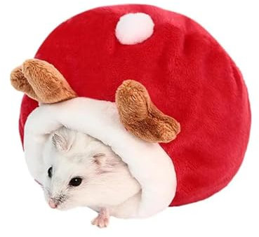 Mini Weiches und Warmes Hamsterhaus, Klein Kleintierbett, Kleintier Warm Bett Haus, klein Winter Wärme Baumwollnest, für Mini Igel, Zwerghamster, kleine Haustiere, Rot, klein