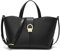 quipuda Handtasche Damen，Umhängetasche Damen, Leder Crossbody Bag,Großes Fassungsvermögen, Metallreißverschluss，Kommt mit abnehmbarem Schultergurt (Schwarz)