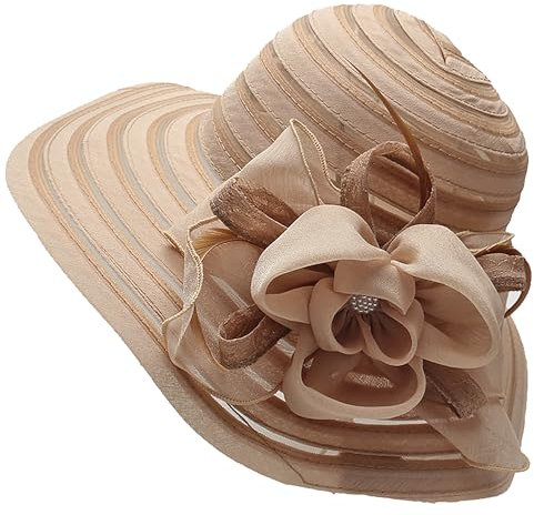 Kentucky Kirche Fascinator Hut mit breiter Krempe, für Damen, Strohhut aus Stroh, Sonnenhut, Derby-Party, khaki, Einheitsgröße