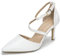 Rodawu Womens Court Shoes Pointed Toe High Heel Shoes Ankle Strap Pumps Wedding Shoes Sandals Ladies Shoes Size 6 White Shoes for Women