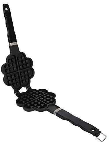 Waffle Maker Durable Non-stick Baking for Gas, Aluminum Alloy Waffle Cake for Household Baking, Black