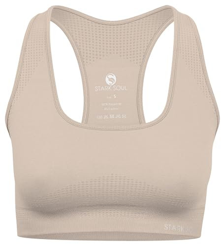 STARK SOUL Sport BH - herausnehmbare Cups, Medium Support | Beige, Größe S