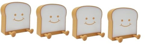 Alipis 4 Stück Toast Nachtlicht kawaii Nachtlampe Toastlampe schlafzimmerlampe schlafzimmer lampen handyhalterung Nachttischlampe Nachtlicht am Bett USB Brot Lithiumbatterie