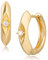 Jenosy 18K Gold Plattiert Huggie Stern Hoop Ohrringe für Frauen mit Glänzenden Kubischen Zirkonia Geometrie Perlen (Gold)