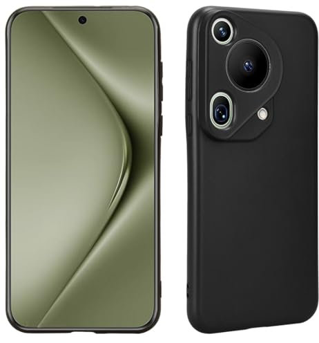 Bihizei Funda para Huawei Pura 70 Ultra, TPU Silicona Fibra de Carbono Protección Cover Flexibl, Cubierta a Prueba de Golpes con Forro de Microfibra, Negro