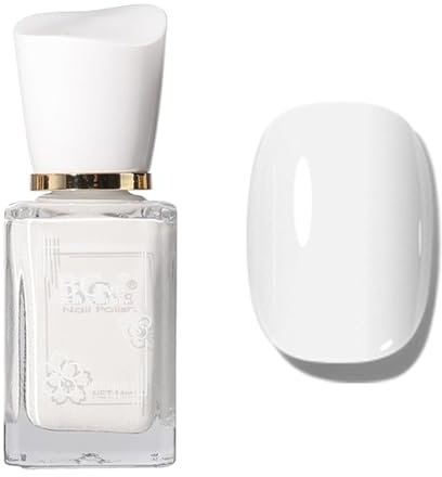 White Nail Polish - 14ml Milky Varnish - Quick Dry, Oil-Based Formula for DIY Nail Art Manicure at Home - No Baking Needed