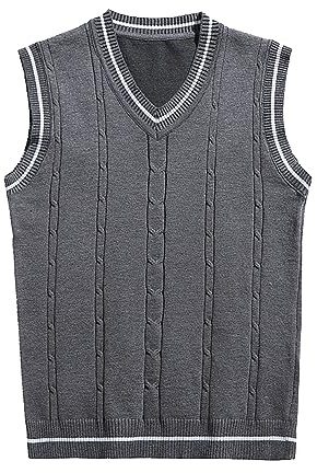 Mens Plain V-Neck Sleeveless Knitted Vest Mens Sleeveless Knitted Tank Tops Jumper Classic Casual Knitted Gilet Sports Wear Sweater Top