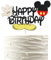 Arthsdite 1Pc Mouse Inspired Happy Birthday Cake Topper Red Gold Black Mick Mouse White Gloves Gold Shoes Boys Birthday Party Decorations Supplies