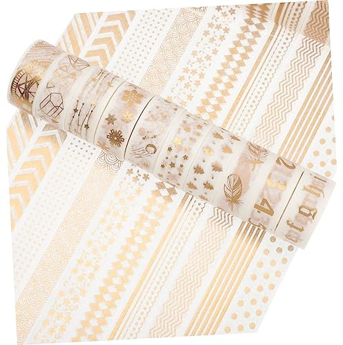 DIYEAH 20 Rollen Mehrzweck Washi Tape mit Goldstempel Papier Leicht Abzureißen Rückstandsfrei für Scrapbooking und Karten
