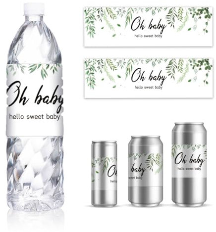 GOMAKERER 30 Feuille D'Étiquettes pour Bouteilles d'eau pour Baby Showers Autocollants sur Thème de Forêt Fraîche pour Bouteille d'eau Étiquette Personnalisée pour Bouteille d'eau Potable Fête
