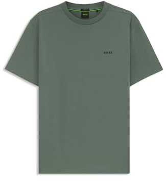BOSS Mens T-Shirt Short Sleeve Cotton Open Green 358 L