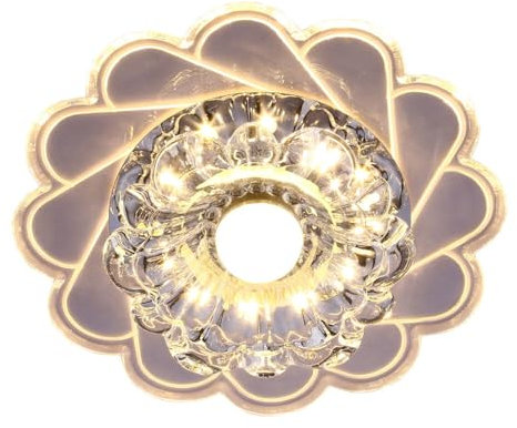 WLBHWL 5W LED Round Downlight Recessed Super Bright Flower-Shaped Crystal Spotlight Embedded Commercial Indoor Illumination Indoor LED Ceiling Panel Light Spot Lamp Fittings
