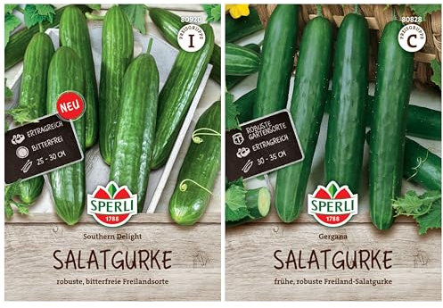 Premium Gurken Samen Set | 2 Bewährte Sorten | Schlangengurken Samen | Ertragreich | Salatgurken Samen | Bitterfrei | Gurkensamen Gewächshaus | Samen Gurke