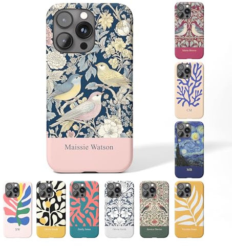 Tirita Personalised Phone Case for iPhone 7 & 8 – Hard Case or Cover With Custom Name or Initials – Cute Personalised Gift for Women or Girls [03. William Morris Floral Blue]