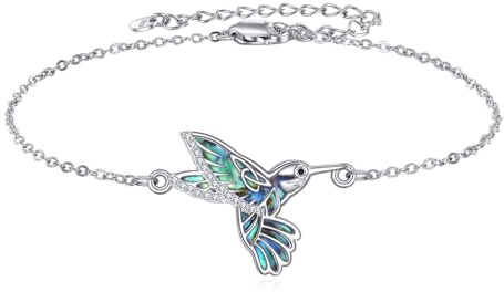 YAFEINI Abalone Muschel Kolibri Armbänder 925 Sterling Silber Vogel Armband Schmuck Geschenk für Damen Frauen