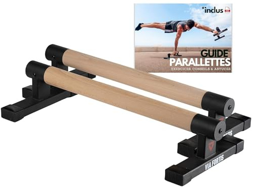 VIA FORTIS - Niedrige Pro Parallettes – Rutschfeste Basis – Parallele Barren für Calisthenics, Street Workout, Fitness, Gymnastik, Liegestütze, Dips – Leichtes Trainingsgerät – 500 kg belastbar