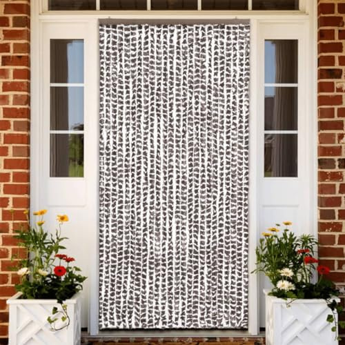 GCHDHAPB Rideau à insectes Taupe et Blanc 100 x 220 cm ChenilleDécoration Maison & Jardin Traitements de Fenêtre Paravents