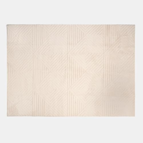 OHS Rugs Living Room 120 x 170, Geometric Tufted Area Rugs for Bedroom Home Decor Lounge Kids Room Modern Super Soft Comfy Medium Bedside Rug Non Slip Low Pile Carpet Non Shedding, Stone