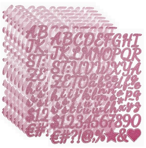 PATIKIL 768Stk 8 Blätter 1 Glitzer Buchstaben Aufkleber Vinyl Rose Rot | Glitzer Zahlen Aufkleber, Alphabet Zahlen, Selbstklebende, Wasserdichte, Für Scrapbook DekorationSchild