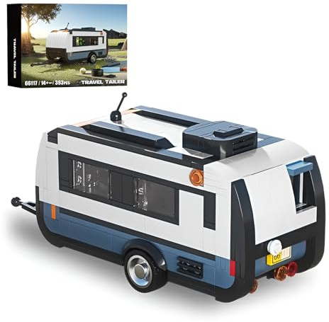 Stadt Travel Trailer Bausteine Satz, 393 Teile Camper Themen Bau Ziegel Kit, Wohnmobil Auto Modell Spielzeug, Geburtstags Geschenke für Wohnmobil Enthusiasten Teenager & Erwachsene Dekor 14+