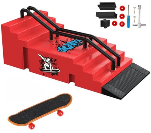 TriUnytion Finger Skateboard und Rampe Zubehör Set, Mini Fingerboard Park Kit DIY Deck Truck Fingerskateboard Rampe Kit für Jungen und Mädchen Geschenk (F)