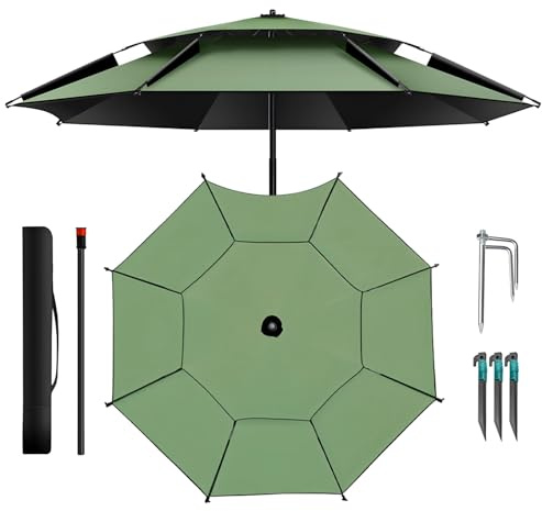 Générique Parasol Plage Inclinable avec Sac de Transport, 1.8/2/2.2/2.4/2.60m Parapluie de Jardin Protection UV Parasols D'extérieur Pare-Soleil Résistant Au Vent pour Plage Balcon Patio(Vert,1.80m)